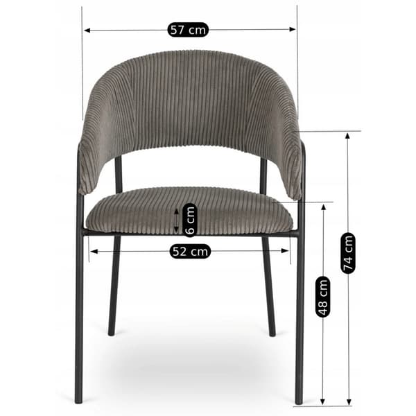 TINKA Klädd Stol Grå Corduroy Modern Loft