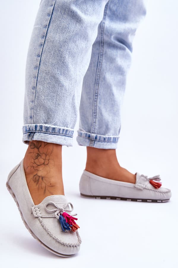 Damloafers med fransar Grå Amiro 37