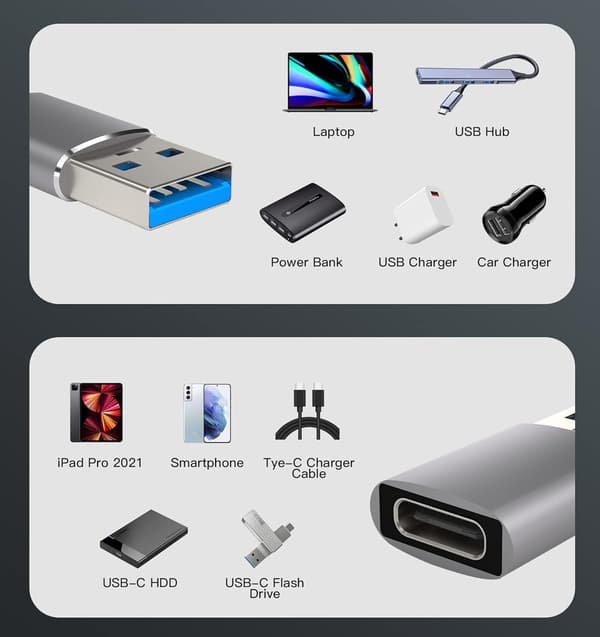 LogiLink USB 3.2 Gen1 Type-C Adapter, USB-A (stik) til USB-C (bøsning)
