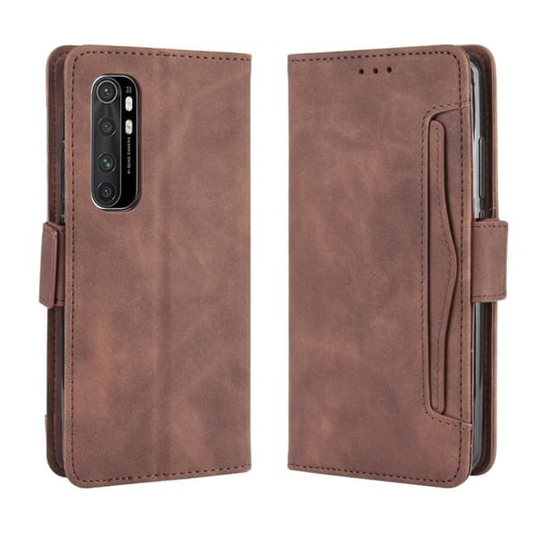Flip-cover til Xiaomi Mi Note 10 Lite, kortholder, brun