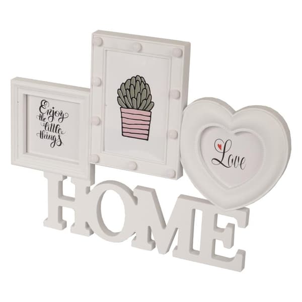 HOME fotogram vit plast med LED-belysning