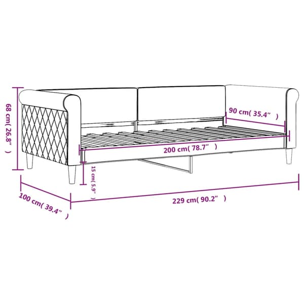 vidaXL Bäddsoffa mörkgrå 90x200 cm sammet