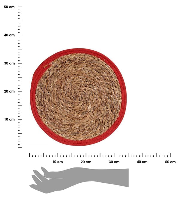 Rund flätad bordsunderlägg 35 cm röd