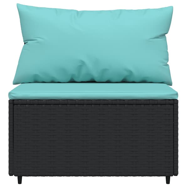 vidaXL midtersofaer med hynder, 2 stk., sort, polyrattan