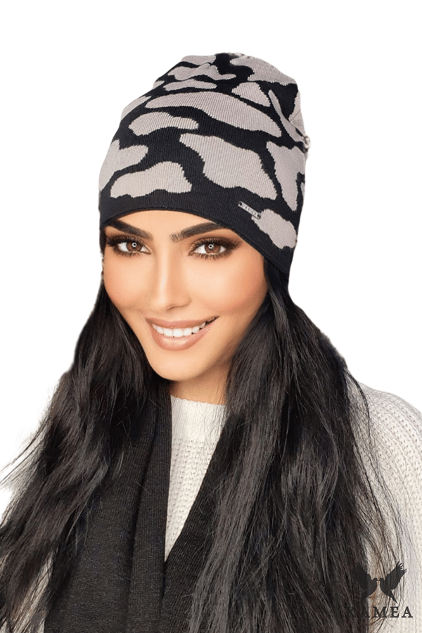 HASNA damehue i viskose, sort/mørk beige
