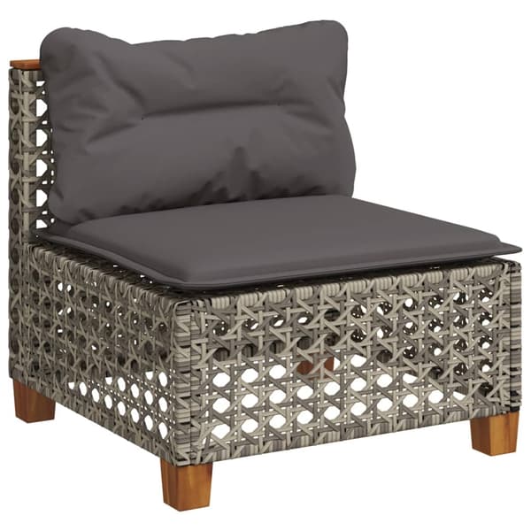 vidaXL Trädgårdssoffmodul, armstödslös, med kuddar, grå
