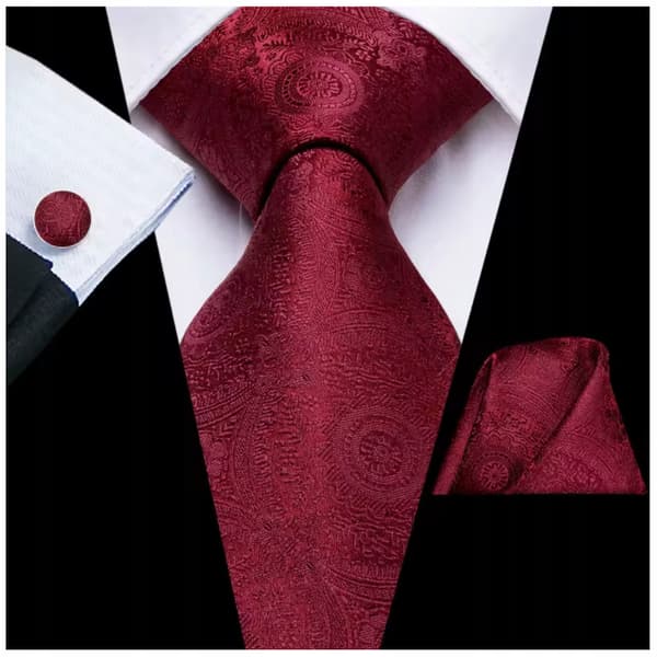 Herrslips 8,5 cm elegant jacquardnäsduk + manschettknappar