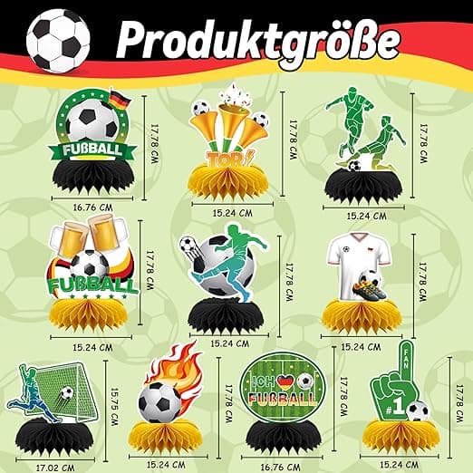 Fodboldbordpynt Tyskland 10 stk. honningkagefodbold