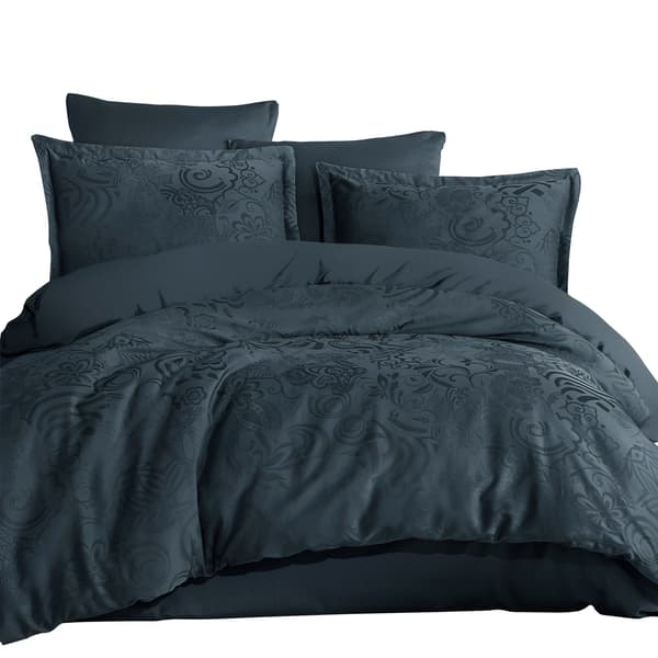 Bäddset 220x200 BOMULL satin jacquard ornament Marbella mörkgrå