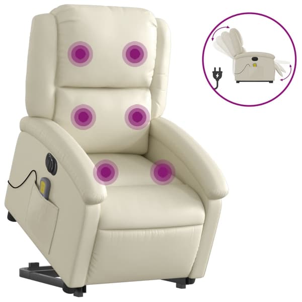 vidaXL elektrisk lænestol med massage, creme