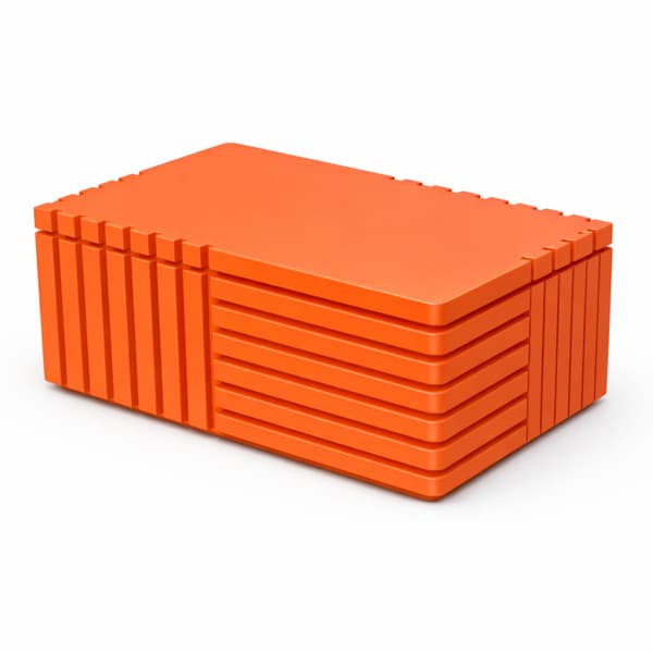 Orange rillet organizer-boks med låg til småting til kontoret