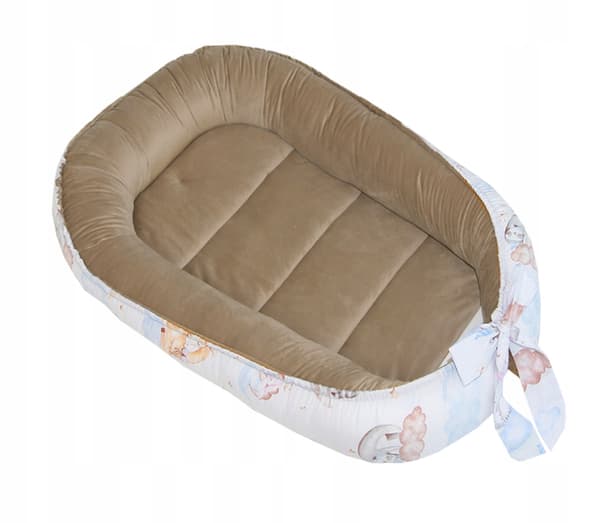 Babysvøb dobbeltsidet fløjl/bomuld (brun + choo-choo)