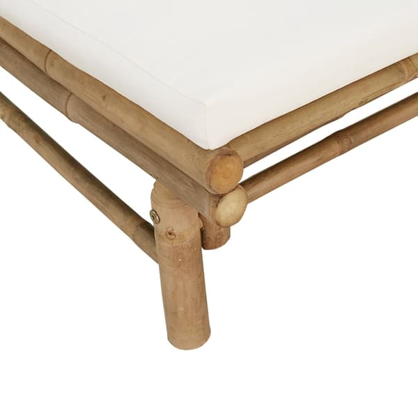 vidaXL 3-delat trädgårdsmöbelset, krämfärgade dynor, bambu