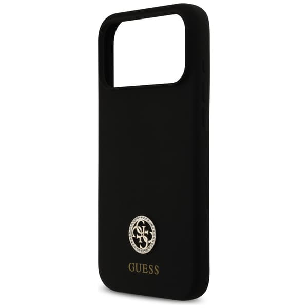 Guess Silikone Logo Strass 4G MagSafe-etui til iPhone 17 Pro Max, sort