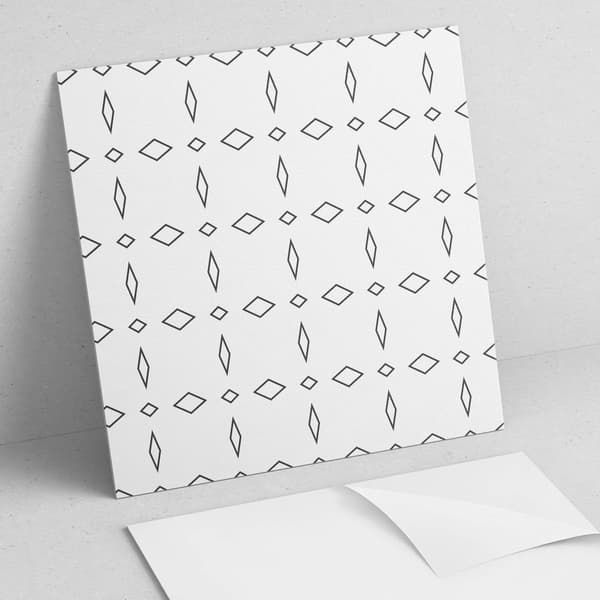 Klar til montering trykt vinylflisesæt, geometrisk rombemønster, 9x30x30 cm