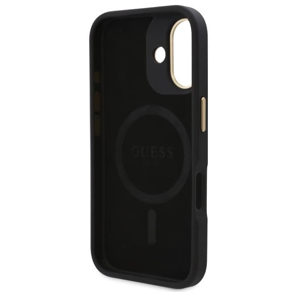 Guess 4G Logo Plate MagSafe-etui til iPhone 16 Plus, sort
