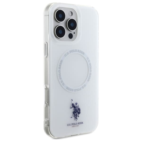 US Polo IML Ring MagSafe-etui til iPhone 16 Pro, hvid