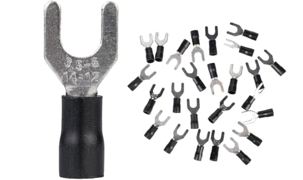 Isoleret spadeterminal 2,5 mm2 M6 Sort Sæt med 25