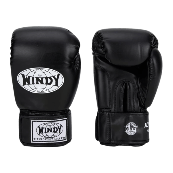 Windy Classic boksehandsker i syntetisk læder, sort, 10 oz