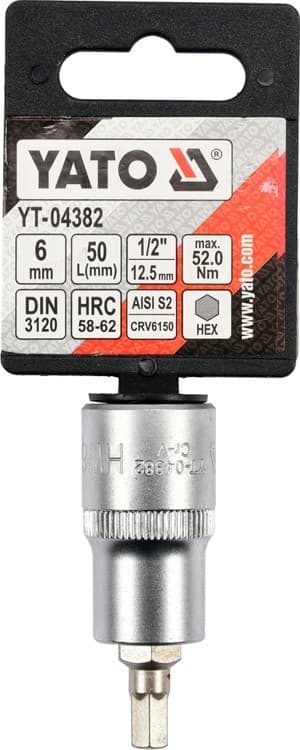 Sekskantet Topnøgle 1/2" 6mm L55mm