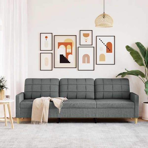 vidaXL 3-sitssoffa mörkgrå 210 cm tygklädsel