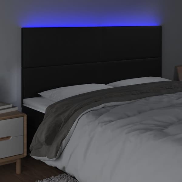 vidaXL Hovedgærde til seng sort 180x5x118/128 cm kunstlæder