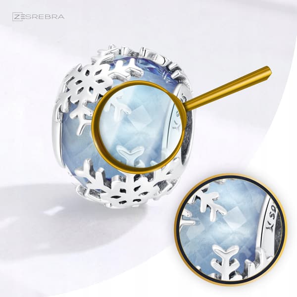 Snöflingeberlocker snöflingor blå S925 silver 925 pärla pärlor