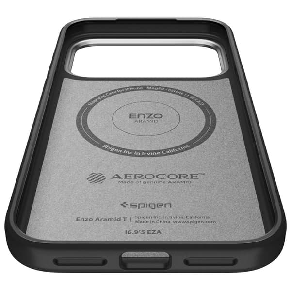 Spigen Enzo Aramid "T" Mag MagSafe-etui til iPhone 17 Pro Max Sort Sølv