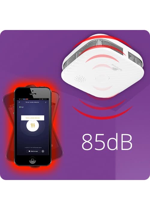 TUYA WiFi Røgsensor Trådløs Batteridetektor 85dB ZAMEL