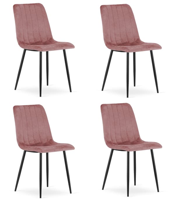 LAVA stol - pink velour / sorte ben x 4