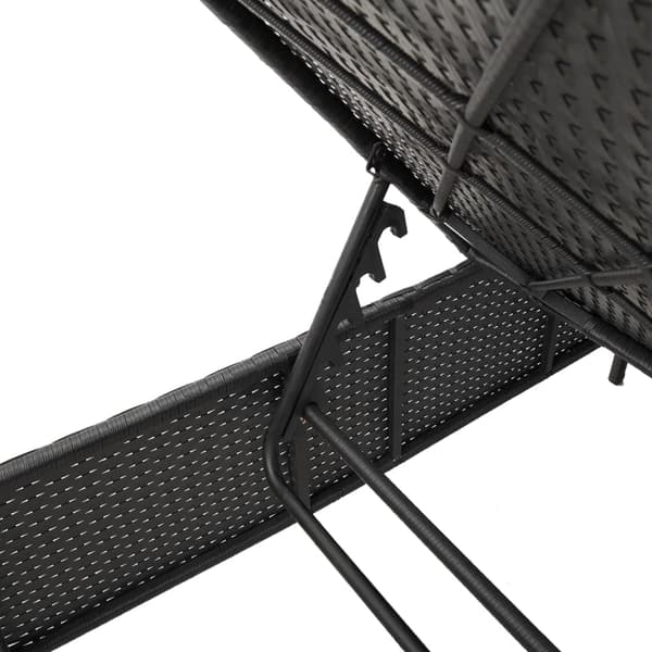 vidaXL liggestol med bord og hynde, sort, polyrattan