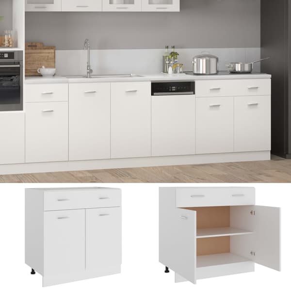 vidaXL skuffeskab hvid 80x46x81,5 cm spånplade