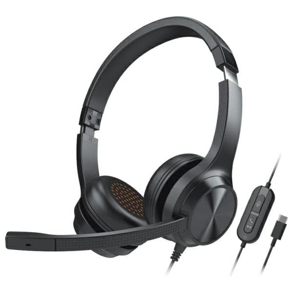 Creative Wired-hovedtelefoner med mikrofon, chat, USB, sort/sort, USB-C