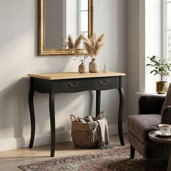Chrysa svart konsol med 2 lådor