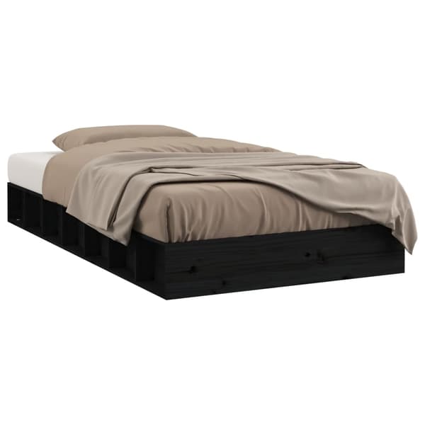 vidaXL sengestel sort 75x190 cm massivt træ