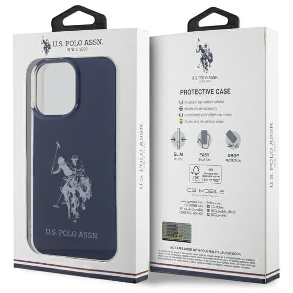 US Polo Shiny Big Logo Cover til iPhone 15 Pro Max, Blå