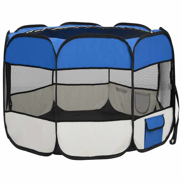 vidaXL foldbart hundebur med bærepose blå 90x90x58 cm
