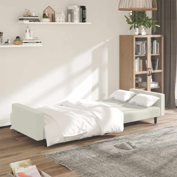 vidaXL 2-sitssoffa, krämfärgad, klädd i sammet