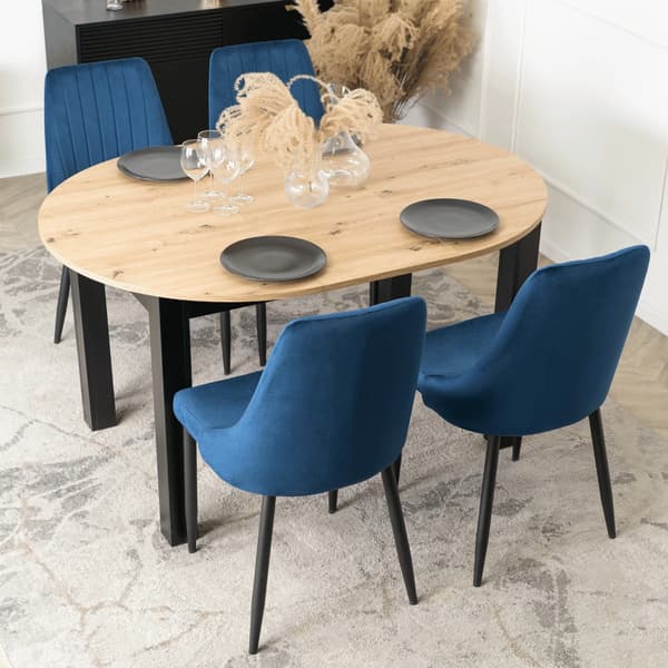 BARI Polstret Spisebordsstol Marineblå Velour Moderne Loft