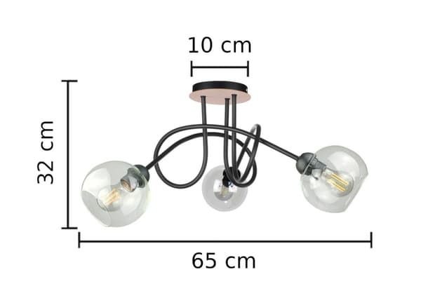 Loftlampe 3xE27 EVIE SORT/TRÆ