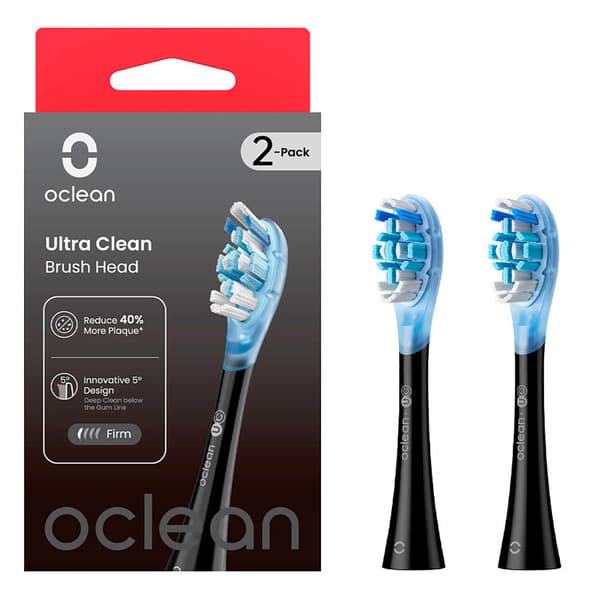 Oclean Ultra Clean elektrisk tandbørstehoved 2 stk. sort