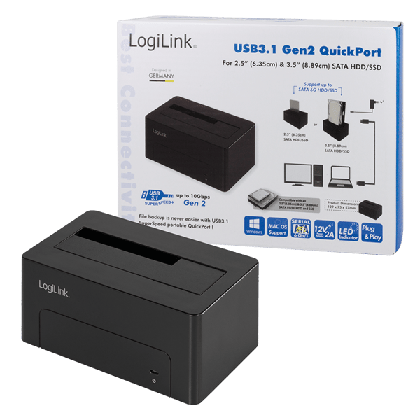 LogiLink Dockingstation Fast Transfer, USB 3.1 Gen 2 Dock SATA 2.5/3.5"