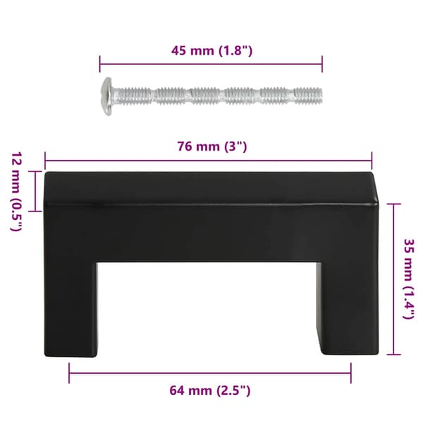 vidaXL skabsgreb 10 stk. sort 64 mm rustfrit stål