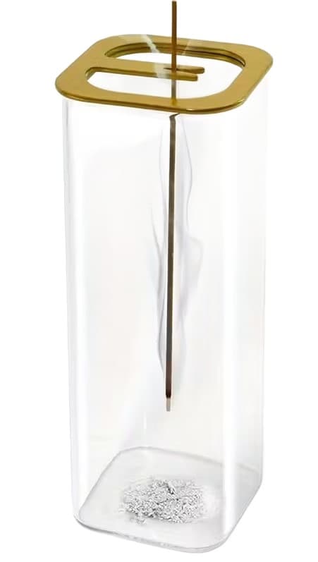Elegant røgelsesholder i glas med røgelsespindholder