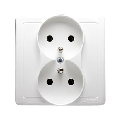 Komplet dobbeltstikkontakt med jordforbindelse 16A, 250V~, skrueterminaler