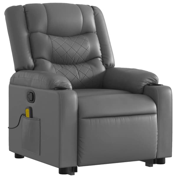 vidaXL Lyftbar massagefåtölj, grå, konstläder