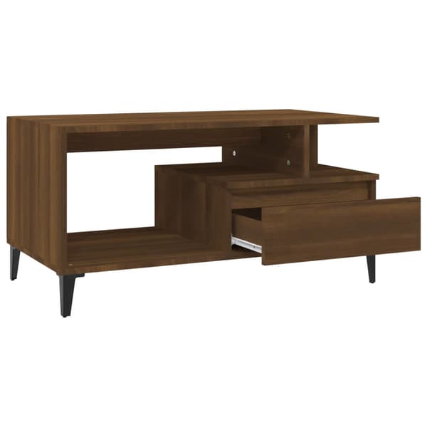 vidaXL sofabord brunt egetræ 90x49x45 cm træbaseret materiale