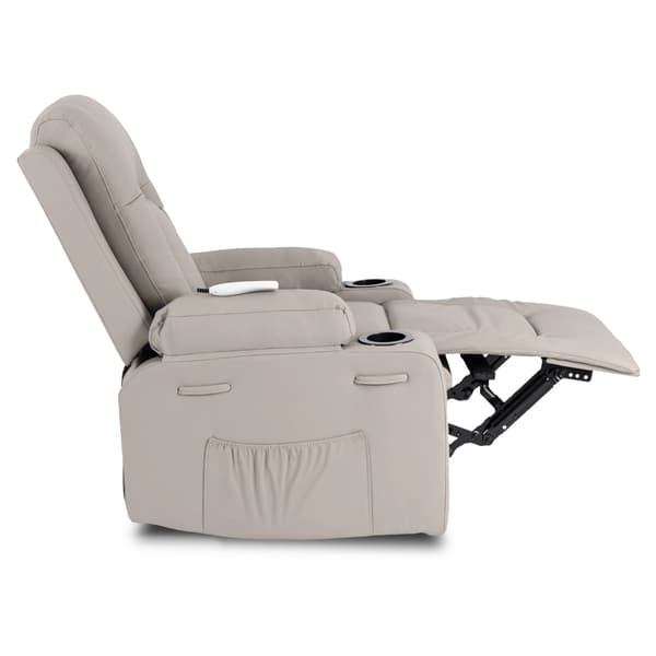 BOX Massagefåtölj med fotstöd, grå, eko-läder, modern