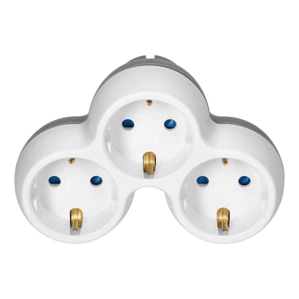 Thief Triple Elektrisk Splitter 3x Schuko Stikkontakt Hvid-Grå
