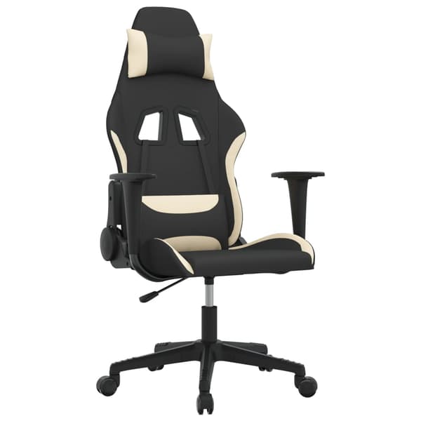 vidaXL Gamingstol med Massage, Sort og Creme, Stof
